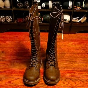 Torrid brown knee high combat boots